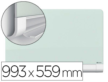 Pizarra blanca nobo diamond cristal magnetica esquinas redondas 993x559 mm