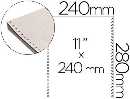 Papel continuo 240x11 blanco caja de 2500 hojas