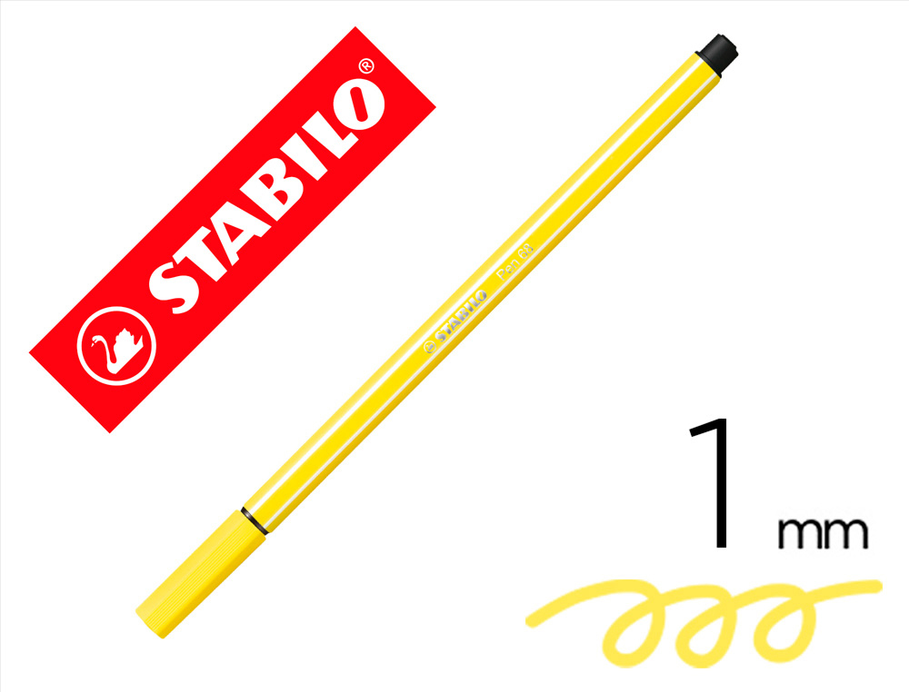 Rotulador stabilo acuarelable pen 68 amarillo limon punta gruesa 1mm
