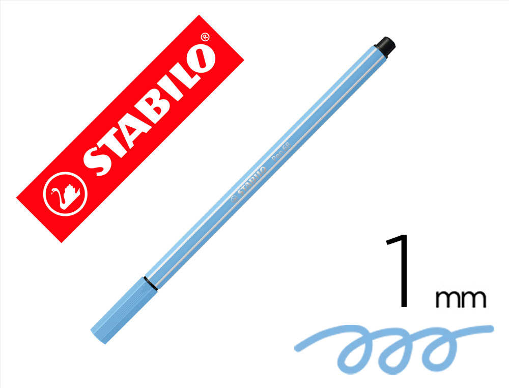 Rotulador stabilo acuarelable pen 68 azul claro punta gruesa 1mm