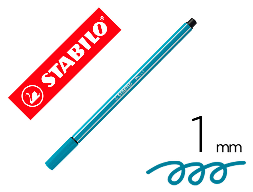 Rotulador stabilo acuarelable pen 68 azul cobalto punta gruesa 1mm