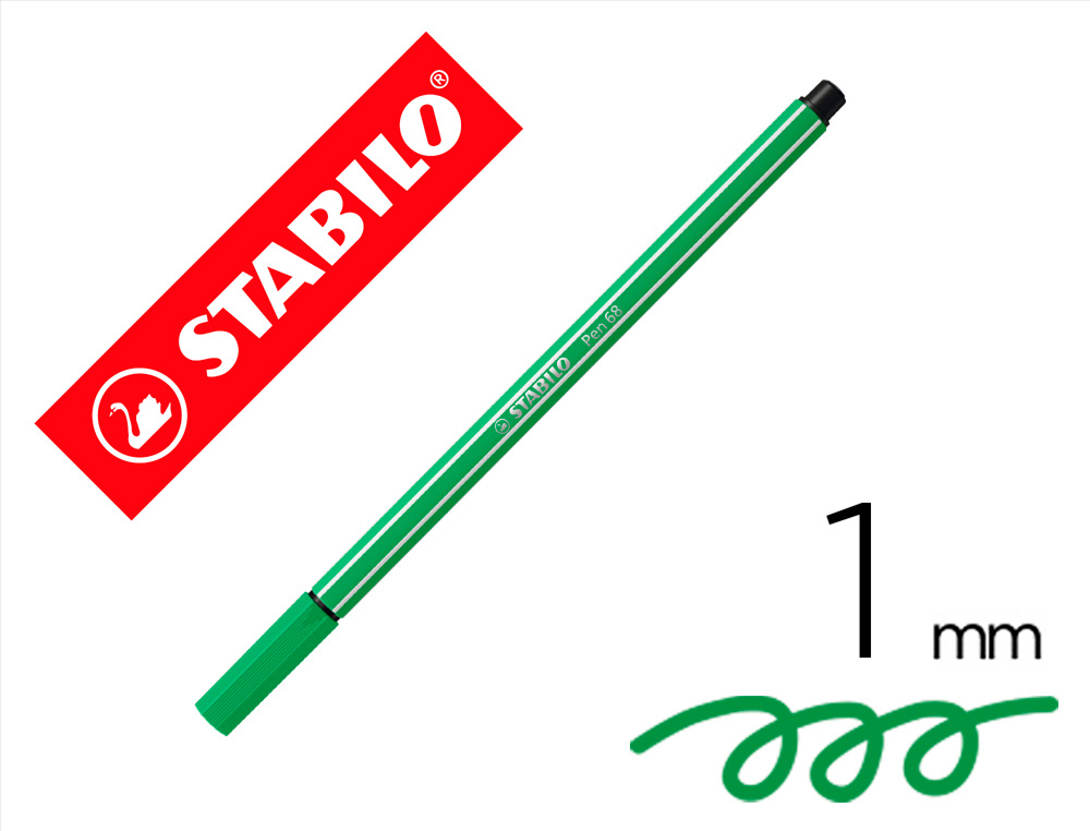 Rotulador stabilo acuarelable pen 68 esmeralda claro punta gruesa 1mm