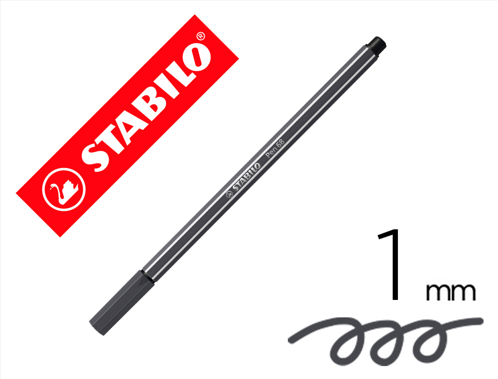 Rotulador stabilo acuarelable pen 68 gris azulado intenso punta gruesa 1mm