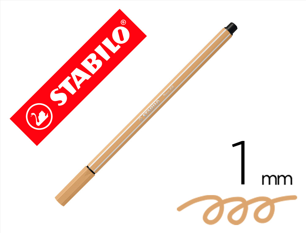 Rotulador stabilo acuarelable pen 68 ocre punta gruesa 1mm
