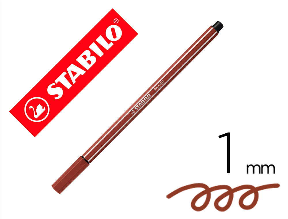 Rotulador stabilo acuarelable pen 68 siena tostado punta gruesa 1mm