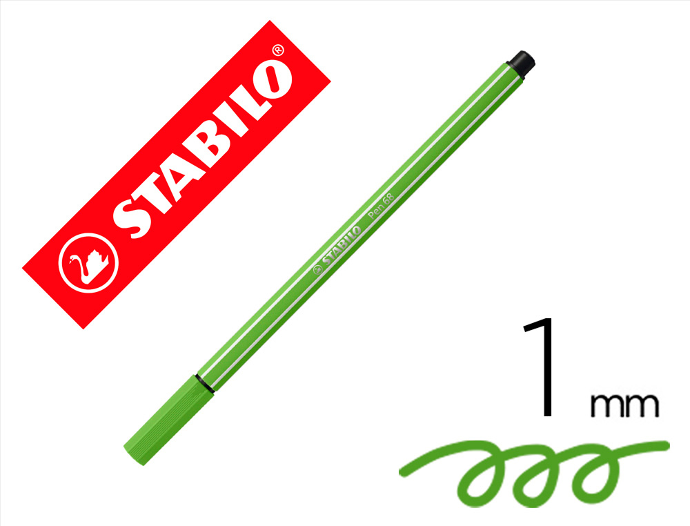 Rotulador stabilo acuarelable pen 68 verde prado punta gruesa 1mm