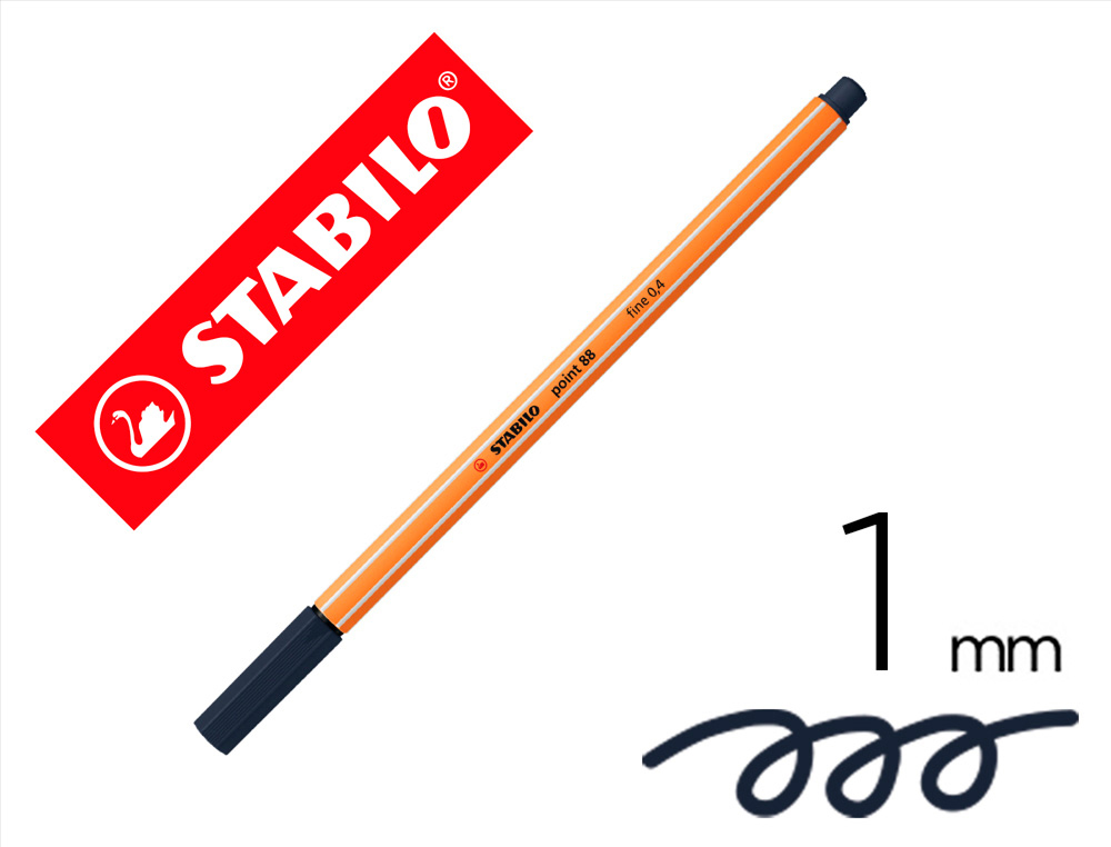 Rotulador stabilo punta de fib ra point 88 gris paynes intenso punta fina 0,4mm
