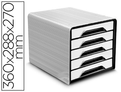 Fichero cajones de sobremesa cep 5 cajones blanco/negro 360x288x270 mm