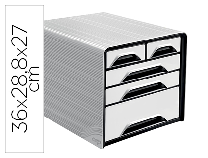 Fichero cajones de sobremesa cep 5 cajones mixtos blanco/negro 360x288x270 mm