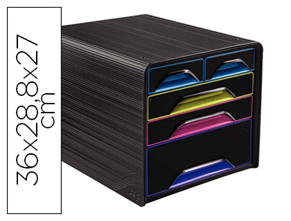 Fichero cajones de sobremesa cep 5 cajones mixtos negro/multicolor 360x288x270 mm