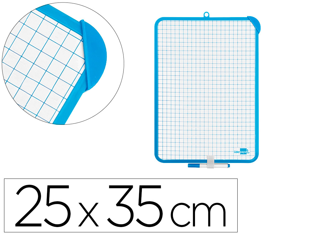 Pizarra blanca liderpapel 25x35 cm con rotulador y borrador