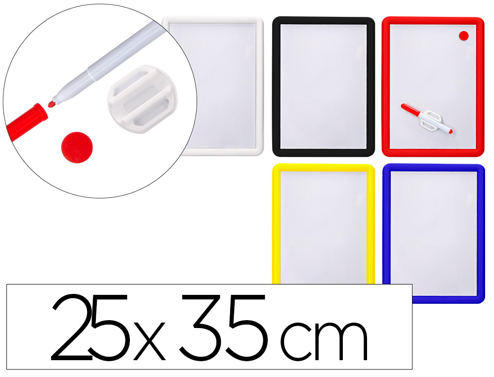 Pizarra blanca magnetica 25x35 cm con rotulador y borrador