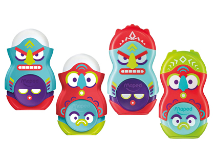 Sacapuntas maped plastico loopy totem 1 uso con goma colores surtidos decorado