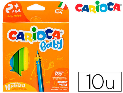 Lapices de colores carioca baby 2 años caja de 10 colores surtidos