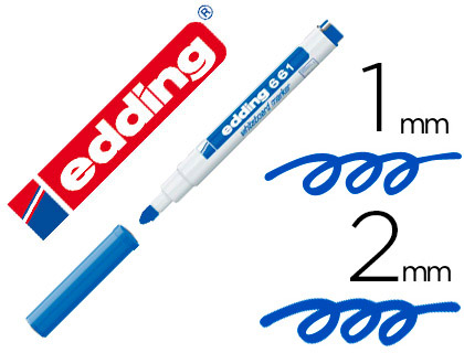 Rotulador edding para pizarra blanca 661 color azul punta redonda 1-2 mm