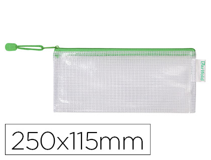 Bolsa multiusos djois pvc 250x115 mm apertura superior con cremallera portaboligrafo y correa color verde