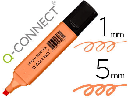 Rotulador q-connect fluorescente pastel naranja punta biselada