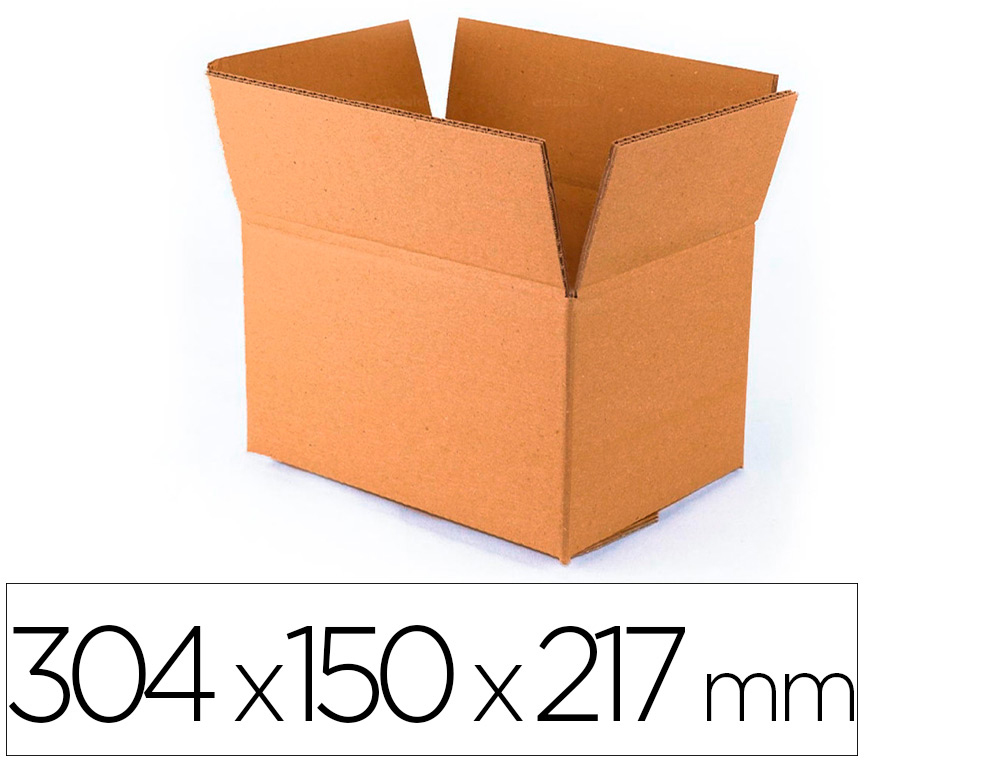 Caja para embalar q-connect americana ultra resistente carton reciclado canal doble 7mm color kraft 304x150x217 mm