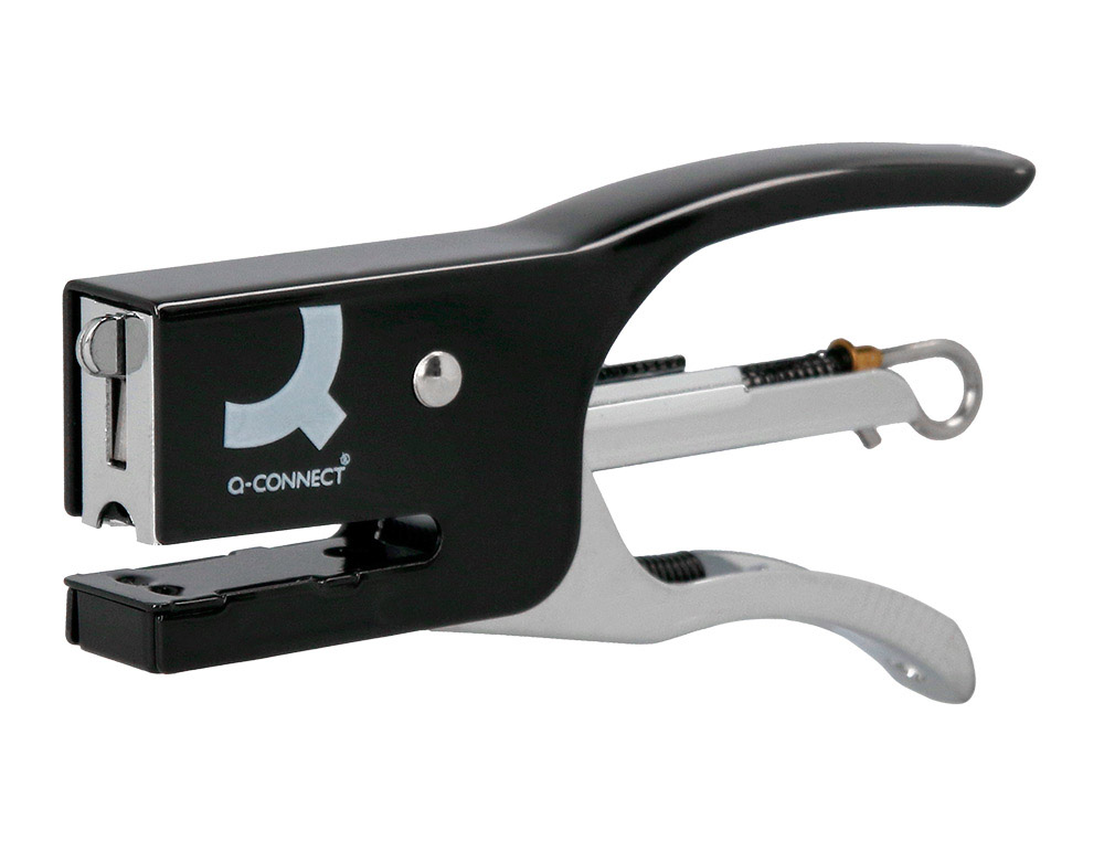 Grapadora q-connect de tenaza kf22340 metalica color negro capacidad 12 hojas usa grapas numero 10