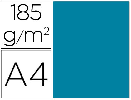 Cartulina guarro din a4 azul caribe 185 gr paquete de 50 hojas