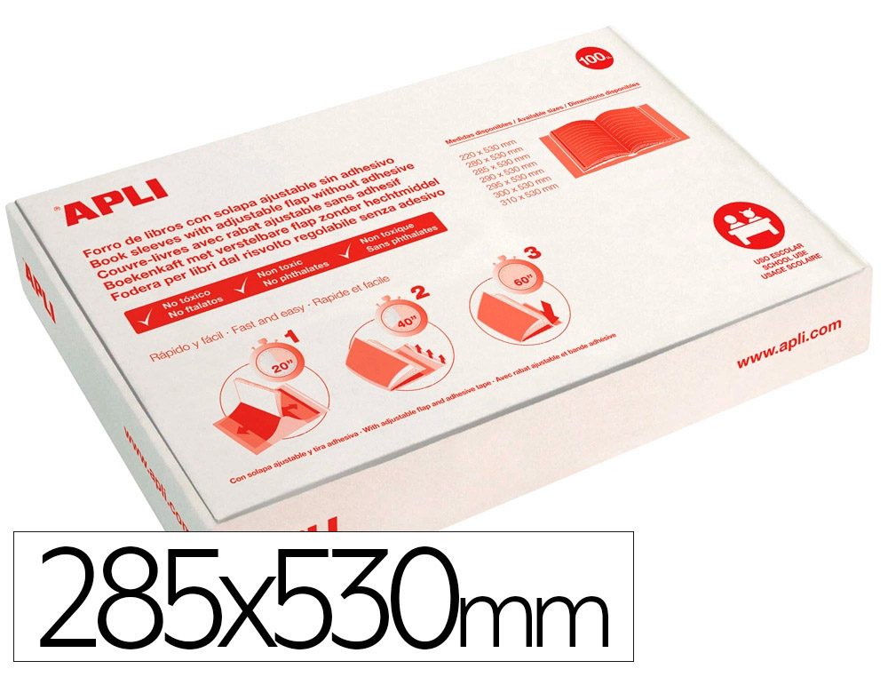 Forralibro apli pvc con solapa ajustable adhesivo 285x530 mm