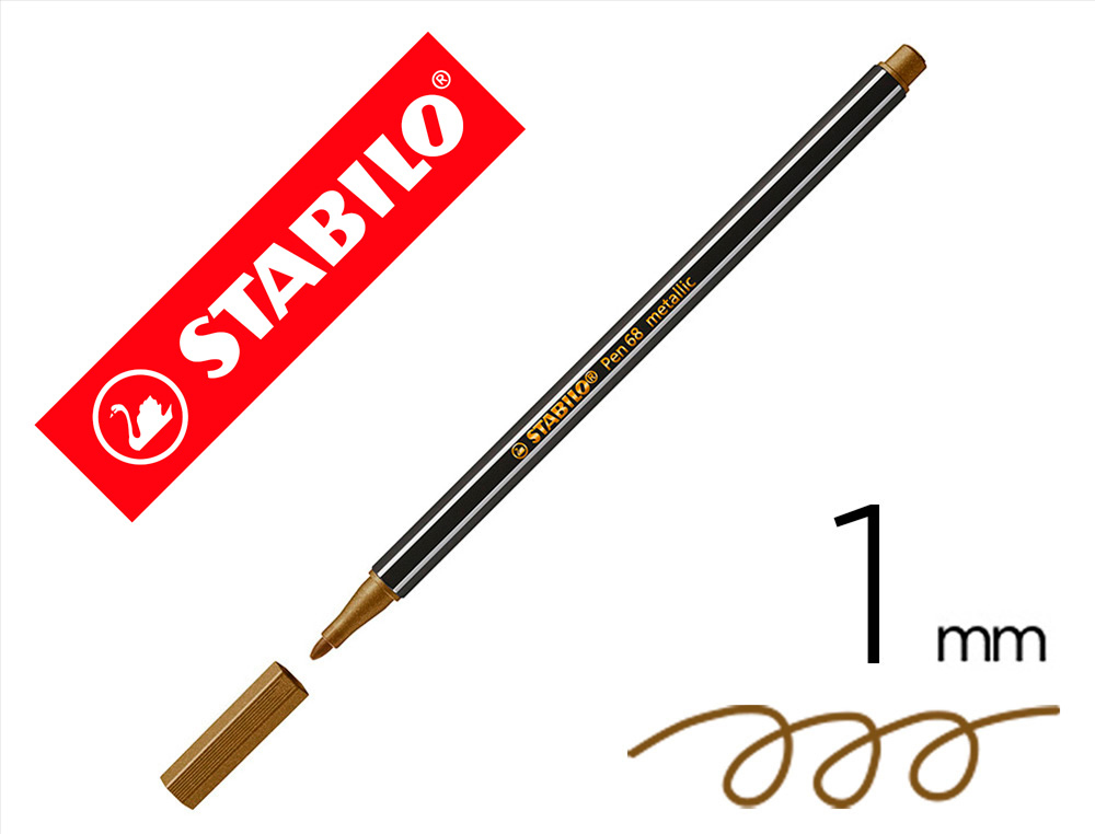 Rotulador stabilo acuarelable pen 68 metalico oro punta gruesa 1mm