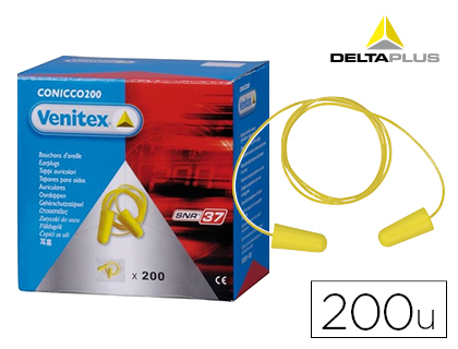 Protector auditivo delta plus conico con cordon caja 200 pares