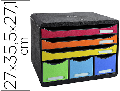 Fichero cajones sobremesa exacompta iderama arlequin 6 cajones multicolores 270x355x271 mm