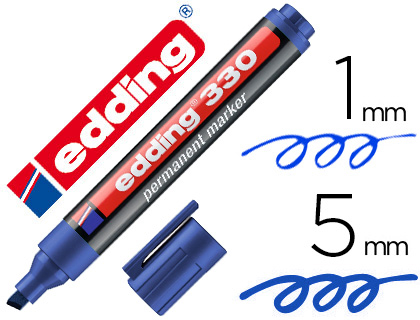 Rotulador edding marcador permanente 330 azul punta biselada 1-5 mm recargable