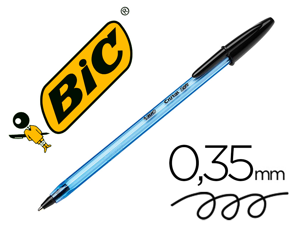 Boligrafo bic cristal soft negro punta de 1,2 mm