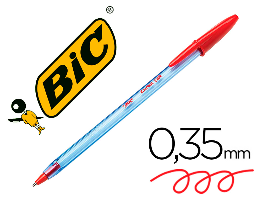 Boligrafo bic cristal soft rojo punta de 1,2 mm