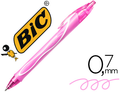 Boligrafo bic gelocity quick dry retractil tinta gel rosa punta de 0,7 mm