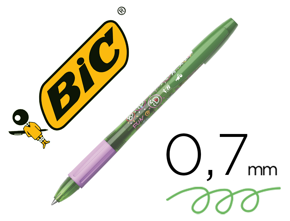 Boligrafo bic gelocity illusion borrable verde punta de 0,7 mm
