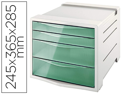 Fichero cajones de sobremesa esselte colour ice plastico 4 cajones color verde 245x365x285 mm