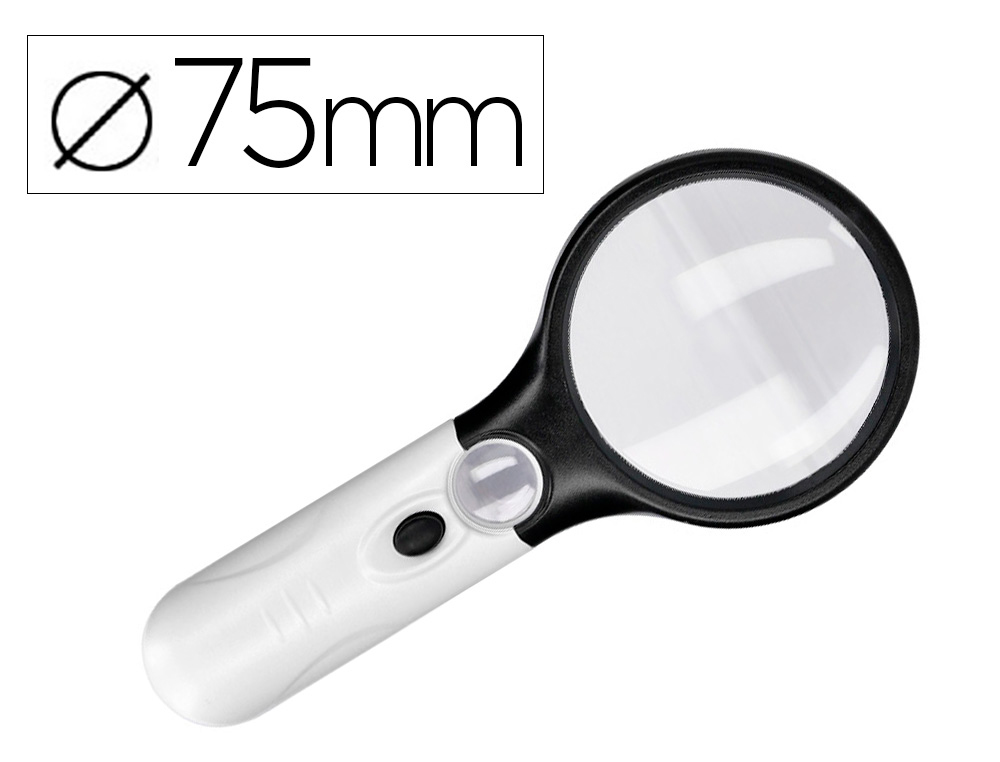 Lupa q-connect electrica aro abs 75 mm 3 aumentos 3 bombillas led lente 70 mm