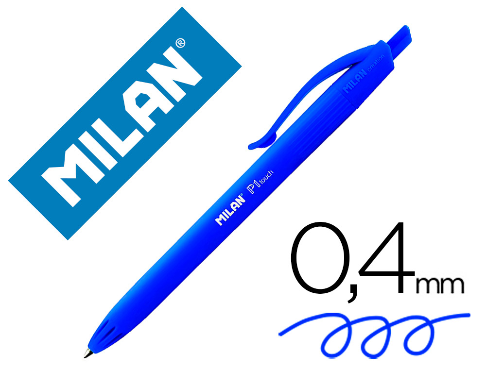 Boligrafo milan p1 retractil 1 mm touch azul