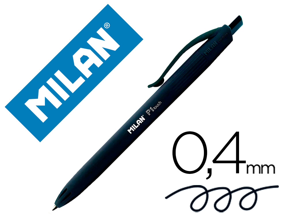 Boligrafo milan p1 retractil 1 mm touch negro