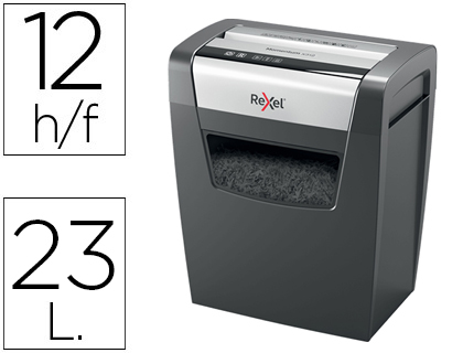 Destructora de documentos rexel momentum x312 capacidad de corte 12 hojas destruye grapas y clips papelera 23 l