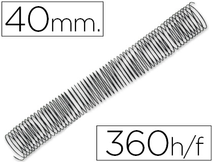 Espiral metalico q-connect 64 5:1 40mm 1,2mm caja de 25 unidades