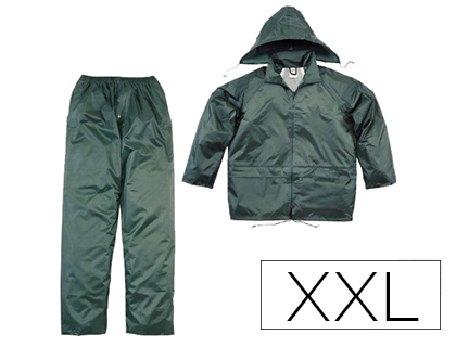 Conjunto de lluvia deltaplus 400 poliester/pvc verde talla xxl