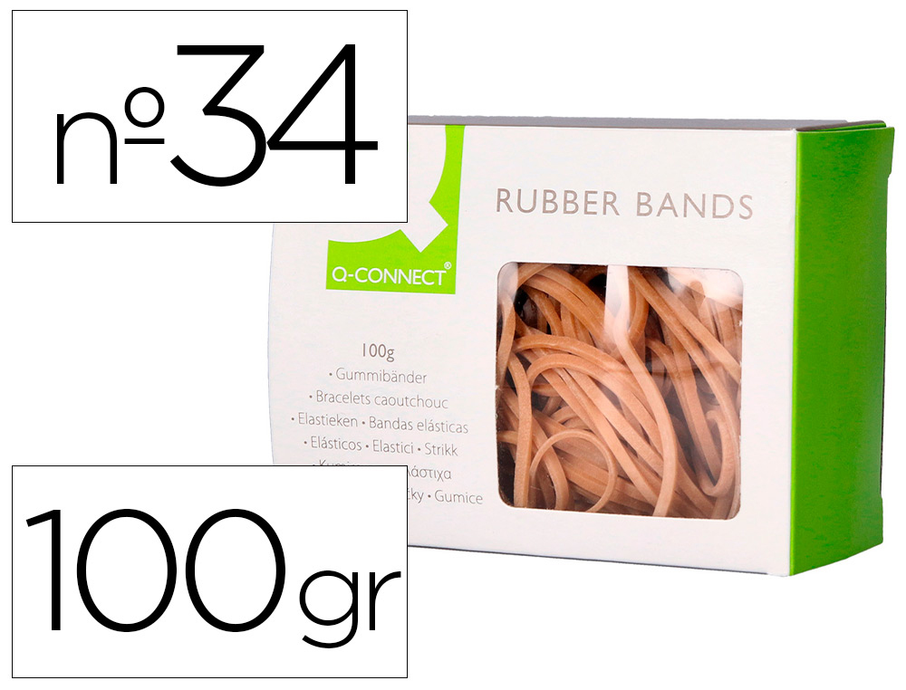 Gomillas elasticas q-connect 100 gr 100x3 mm numero 34