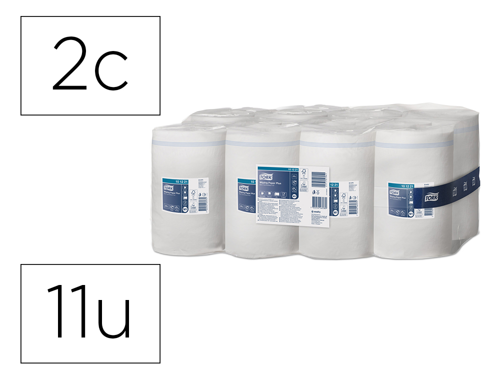 Papel secamanos tork secado extra ancho 215 mm largo 74,9 mt 2 capas para dispensador m1 paquete de 11 unidades