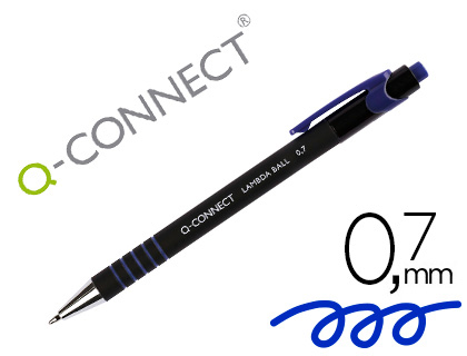 Boligrafo q-connect retractil con grip 0,7 mm color azul