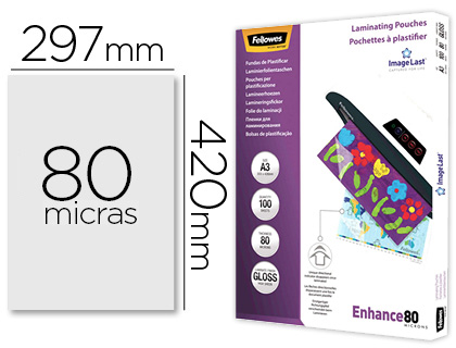 Bolsa de plastificar fellowes brillo din a3 80 mc pack 100 unidades