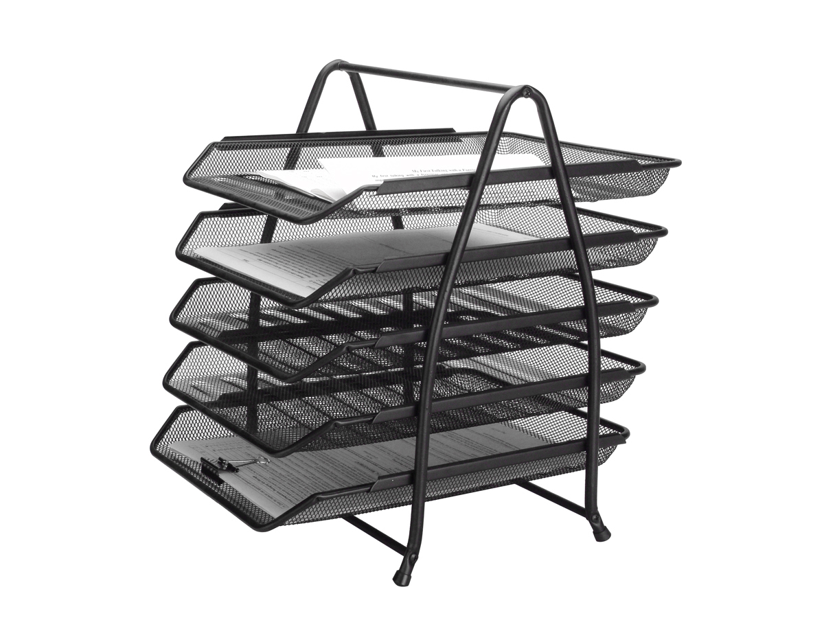 Bandeja sobremesa metalica q-connect kf18474 rejilla negro 5 bandejas movibles 350x275x375 mm