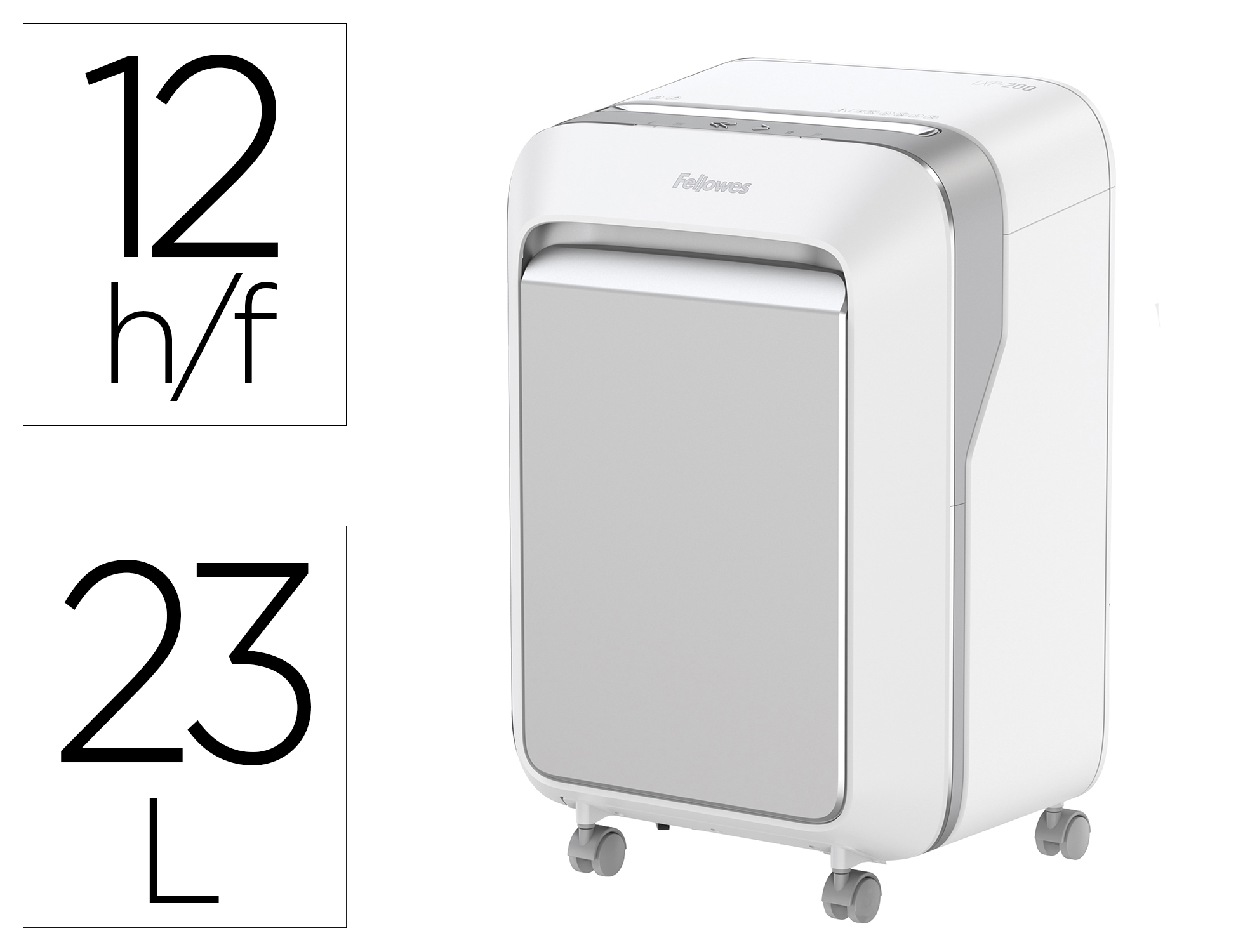 Destructora de documentos fellowes lx211 capacidad de 15 hojas seguridad p5 blanca papelera 23 l grapas