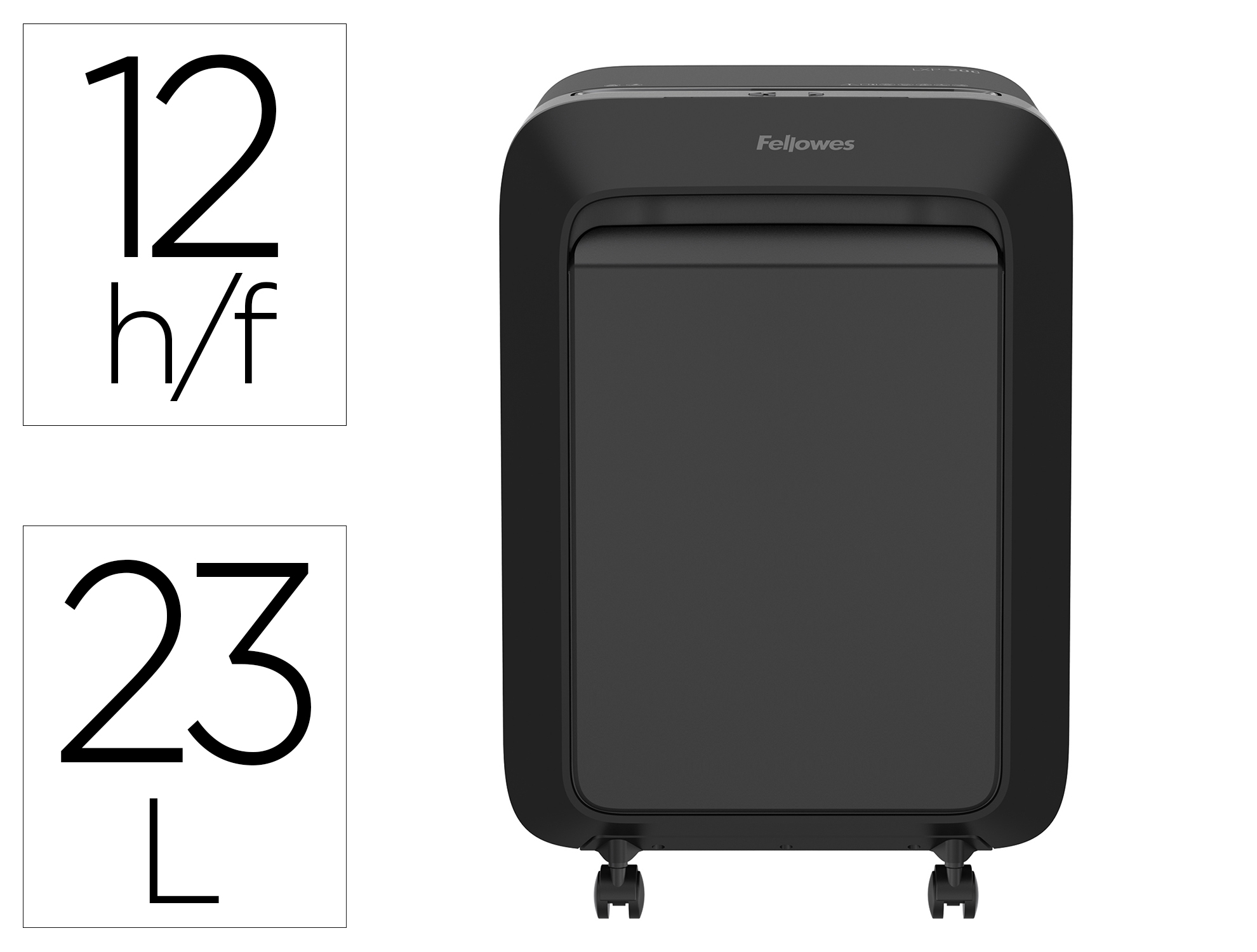 Destructora de documentos fellowes lx211 capacidad de 15 hojas seguridad p5 negra papelera 23 l grapas