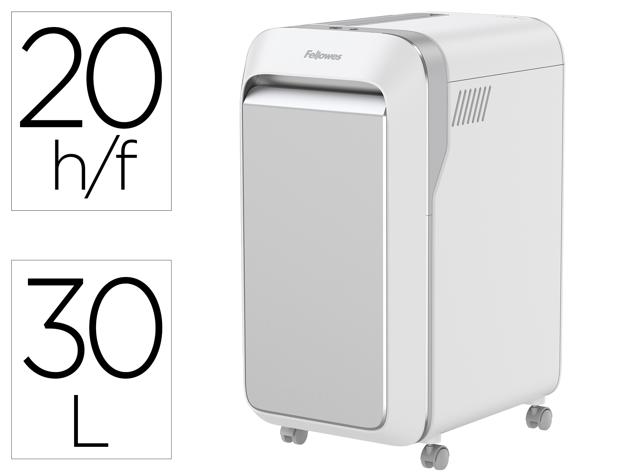 Destructora de documentos fellowes lx221 capacidad de corte 20h seguridad p5 clips grapas y tarjetas 30l blanca