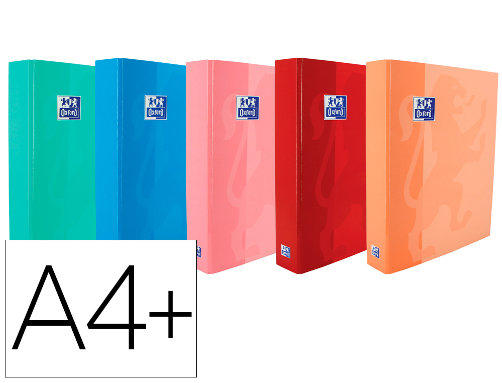 Carpeta de anillas oxford school din a4+ tapa extradura 4 anillas 25 mm colores tendencias surtidos surtidos