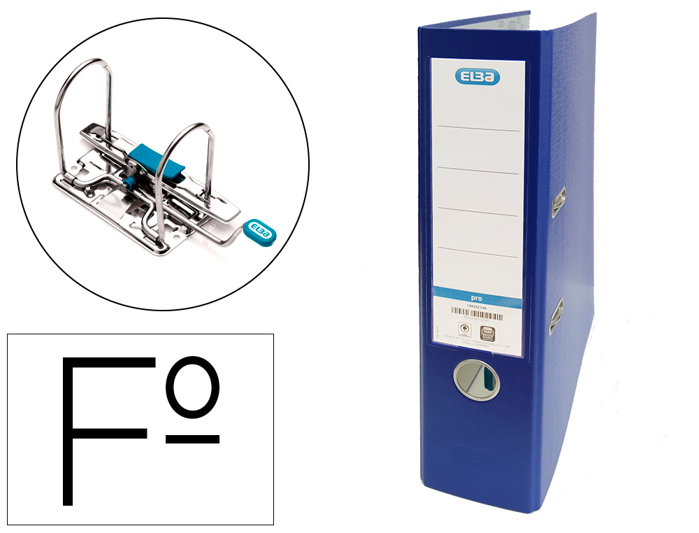 Archivador de palanca elba carton forrado pvc con rado top folio lomo 80 mm azul